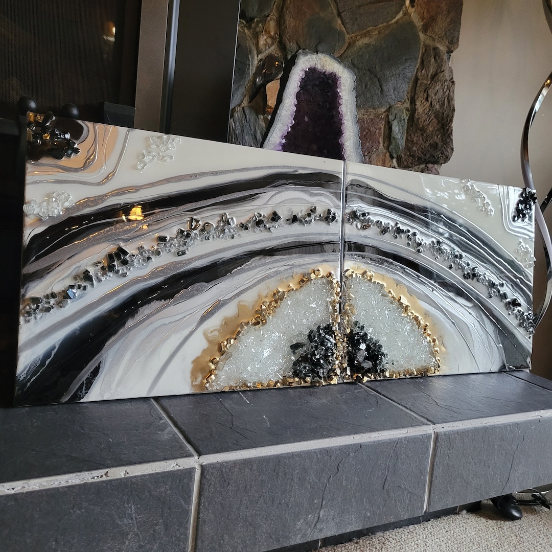 Black Geode Resin Wall Art / Gift Ideas / Geode Painting/ Resin Art ...