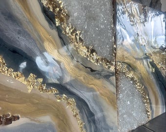 Silver Resin Geode Wall art resin artwork