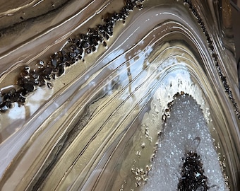 Gold Geode Resin wall art with quartz