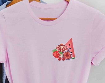 Fruchtiges Lesben Flaggen Farbe Pride Pocket Shirt, LGBTQ Pride Month Parade T-Shirt, Lesben T-Shirt, Sapphic Top, Queer Femme Masc TLW Kleidung