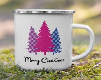Bisexual Flag Christmas Trees Travel Mug, LGBTQ Xmas Coffee Mug, Bisexual Coffee Mug, Bisexual Pride Holiday Decor, Bisexual Christmas Gift