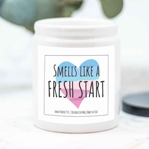 Smells Like Fresh Start Transgender Flag Color Heart Candle, Trans Support Gift, Trans Birthday Candle, Trans Pride Name Change, FTM MTF Art