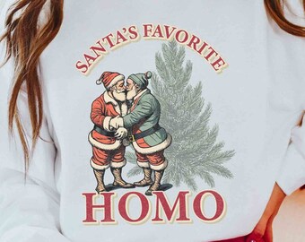 Santas Lieblings Homo Gay Weihnachten Sweatshirt, Gay Holiday Bekleidung, Lesbian Christmas Sweater LGBTQ Pride Sweater Gay Ugly Christmas Sweater
