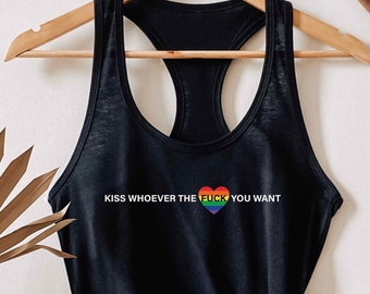 Kiss Whoever You Want LGBTQ Tank Top, Gay Pride Tank Top, Gay Top, LGBTQ Gay Pride Tee, Queer Lesbian Tank T, Gay Unisex Tank Top, Queer Tee