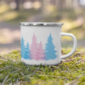 Transgender Travel Mug, Transgender Coffee Mug, Trans Xmas Pride Gift, Trans Flag Color Christmas Tree Coffee Mug, Coming Out, Trans Change