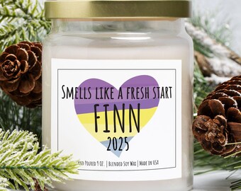 Smells Like a Fresh Start Nonbinary Name Change Scent Candle, Enby Flag Pride Month Support Gift, Genderfluid Coming Out Gift, Queer Art