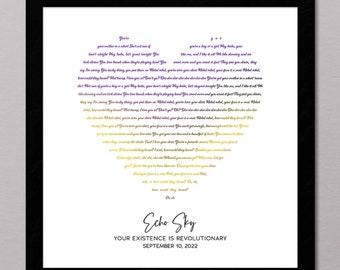 Nonbinary Flag Heart Custom Song Lyrics Print, Enby Flag Pride Poster, Nonbinary Husband Gift, Enby Valentine Gift, Nonbinary Wedding Gift