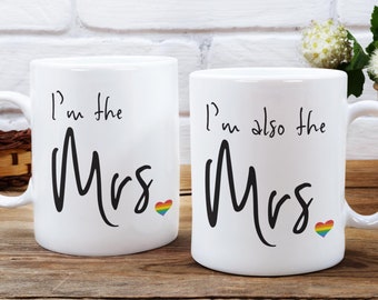 Lesbian Married Couple Mrs & Mrs Coffee Mugs, Lesbian Wedding Gift, Lesbian Engagement, Lesbian Wife, Two Brides Mug, Lesbian Newlywed Gift