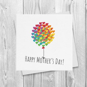 Happy Mothers Day Rainbow Heart Card, Lesbische Moeders Dag Cadeau, LGBTQ Moederdag, Lesbische Moeder Ondersteuning, Gay Mom Ally, Rainbow Heart Gay Card