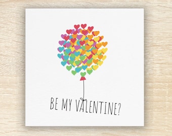 Carte Be My Valentine Hearts arc-en-ciel, petit ami gay, petite amie lesbienne, LGBTQ lesbienne gay de la Saint-Valentin, couple de même sexe, carte subtile de la fierté gaie