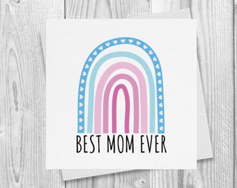 LGBTQ Best Mom Ever Transgender Flag Rainbow Card, Trans Mom Support Gift, Transgender MTF Mom Gift, Trans Art, Best Mom Trans Family Card