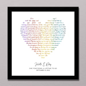 カスタムソングレインボーフラッグハート歌詞プリント、LGBTQソングポスター、ゲイカップルギフト、レズビアン記念日クィアパートナーガールフレンドホームウォールアート