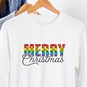 Merry Christmas Rainbow Gay Christmas Sweatshirt, Gay Christmas Apparel, Lesbian Christmas Sweatshirt, LGBTQ Queer Holiday Xmas Sweatshirt