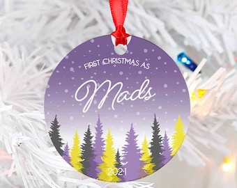 Trans Flag W Hehim Pronouns Ornament Christmas Tree Decor Trans Flag W Hehim Pronouns Ornament Christmas Tree Decor