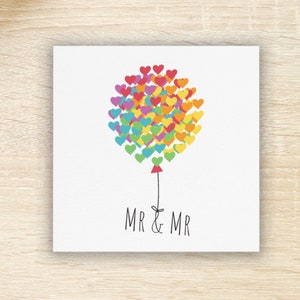 Carte LGBTQ Gay Mr And Mr Rainbow Hearts, Carte gay de la Saint-Valentin, Cadeau de couple marié gay SameSex, Mariage gay, Fiançailles gay, Mari gay