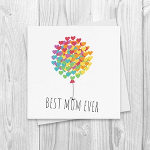 Carte de fête des mères LGBTQ Best Mom Ever Rainbow Heart, cadeau de fête des mères lesbiennes pour carte de maman LGBTQ pour deux mamans, cadeau pour carte d'anniversaire de maman lesbienne