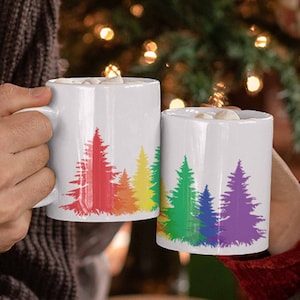 LGBTQ Christmas Rainbow coffee Mug, Gay Pride Mug, Gay Couple Gift, Lesbian Christmas, Coming Out Gift, SameSex Couple Mug, Rainbow Tree Mug
