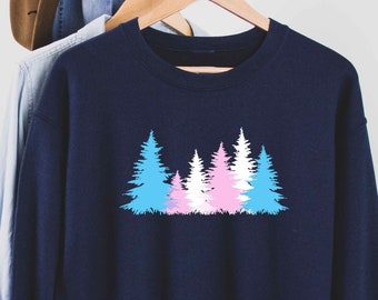 Transgender Christmas Sweatshirt, Transgender Flag Xmas Tree Sweater, LGBTQ Trans Xmas Gift, Transgender Ftm Mtf Pride Queer Holiday Sweater