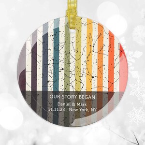 Ornement de carte étoile arc-en-ciel personnalisé par date LGBTQ, carte du ciel de la fierté queer, souvenir de mariage gay, cadeau d'anniversaire lesbienne pour Mme et Mme homosexuelle