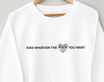 Kiss Who Ever Transgender Flag Pride Sweater For Transgender Pride Sweatshirt Subtle Trans Pride Gift For Trans Queer Sweater Transgender