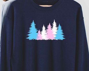 LGBTQ Transgender Christmas Tree Sweatshirt, Transgender Subtle Pride Sweater, Trans Flag Color, Ftm Mtf Trans, Trans Pride Xmas Sweatshirt