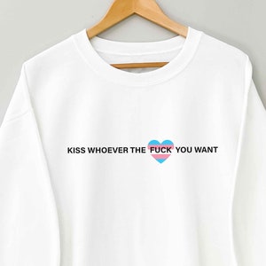 Kiss Who Ever Transgender Flag Pride Sweater For Transgender Pride Sweatshirt Subtle Trans Pride Gift For Trans Queer Sweater Transgender