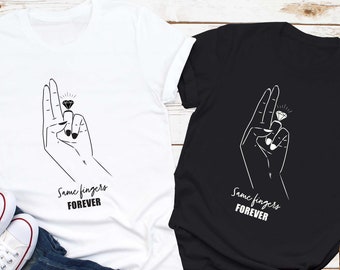 Same Fingers Forever Lesbian Shirt, Lesbian Wedding Tee, Lesbian Funny Bachelorette, Two Brides Matching Tee, Lesbian Married Newlywed Gift