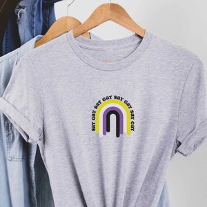 LGBTQ Pride Nonbinary Rainbow Flag Say Gay Shirt, Enby Pride Shirt, Say Gay Pride Tee, LGBTQ Rights, Protect Queer Kids, Queer Enby Flag Tee