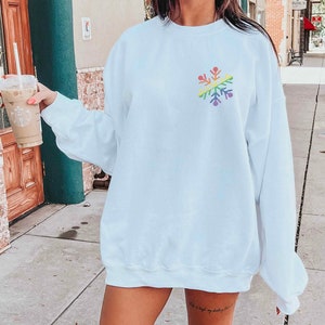 Rainbow Snowflake Gay Christmas Sweatshirt For Gay Pride Xmas Sweater For LGBTQ Christmas Gift For Gay Holiday Apparel, Lesbian Xmas Sweater