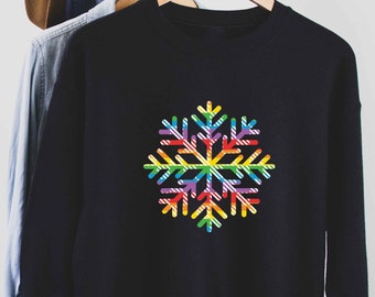 Gay Rainbow Snowflake Sweater, Gay Pride Flag Christmas Sweatshirt, Lesbian Xmas Sweater, Queer Christmas Sweater For Gay Christmas Sweater