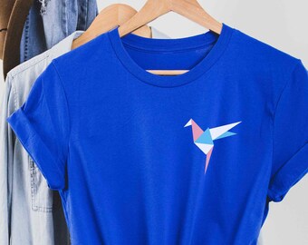 LGBTQ Transgender Flag Origami Bird Shirt, Trans Queer Pride Month T-Shirt, Trans Right Ally Support Tee, Trans Color Gift For Coming Out