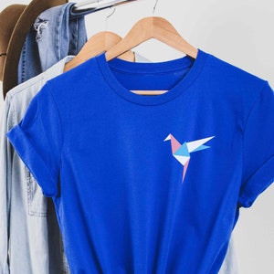 LGBTQ Transgender Flag Origami Bird Shirt, Trans Queer Pride Month T-Shirt, Trans Right Ally Support Tee, Trans Color Gift For Coming Out