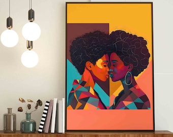 Digital Download File, LGBTQ Love Artwork, Queer Love Art Wall, Queer Home Decor, Lesbian Couple Gift, Lesbian Art, Wlw Couple Wall Art File