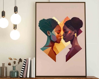 Lesbian Wall Art Digital Download File LGBTQ Love Art Wall Decor For Queer Couple Art Wall For Queer Art Print For Lesbian Art Home Decor