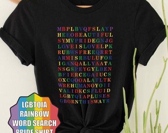 Word Search Shirt LGBTQ Pride Shirt, Gay Pride Rainbow Shirt, Queer Rainbow Tee, Gay Queer Pride Outfit, Gay Shirt, LGBTQ Shirt, Queer Shirt