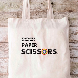 Rock Paper Scissors Lesbian Tote Bag, Queer Pride Bachelorette Party Bag, LGBTQ Wedding Gift, Lesbian Bride, Two Bride Crew, Gay Bridesmaid