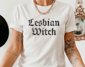 Lesbian Witch Funny Halloween Shirt, Gothic Font Halloween Tee, Lesbian Pride Shirt, Scary LGBTQ Halloween, Punk Goth Lesbian, Witchy Style