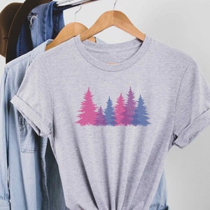 Bisexual Pride Shirt, Bisexual Flag Trees, Subtle Bisexual Pride Outfit, LGBTQ Gay Pride Bisexual Gift, Bi Queer Pride Gift, Bi Color Shirt