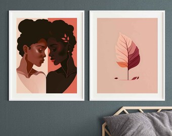 Lesbische Paar Illustration für LGBTQ Home Decor Queer Art Print für lesbische Paar Geschenk für Lesben Home Decor für Lesben