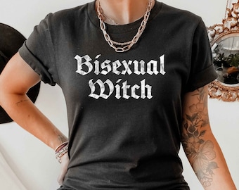 Bisexual Witch Shirt, Funny LGBTQ Bisexual Pride T-Shirt, Gothic LGBTQ Halloween Pride Tee, Bisexual Girlfriend Witchy Gift, Bi Queer Pride