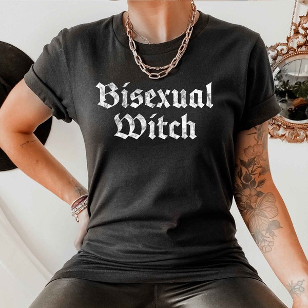 Bisexual Witch Shirt, Funny LGBTQ Bisexual Pride T-Shirt, Gothic LGBTQ Halloween Pride Tee, Bisexual Girlfriend Witchy Gift, Bi Queer Pride