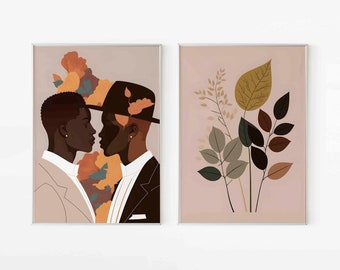 Láminas de arte gay para decoración del hogar gay, impresiones para dos hombres, arte de pared para parejas gay, regalo para LGBTQ, impresión artística para decoración del hogar, arte queer, arte gay