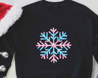 Transgender Flag Color Snowflake Sweater, Transgender Xmas Sweatshirt, Transgender FTM MTF Xmas Sweater, Transgender Christmas Sweatshirt