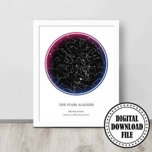 LGBTQ personalizado por fecha mapa de estrellas arte de pared bisexual, regalo de boda bisexual, regalo de pareja queer, decoración del hogar de recién casados bisexuales, regalo de novia gay