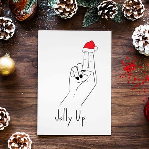 Jolly Up Freche lesbische Weihnachtskarte, lesbische Finger Weihnachtsgrußkarte, LGBTQ Weihnachtskarte, lustiges Queer lesbisches Weihnachtsgeschenk