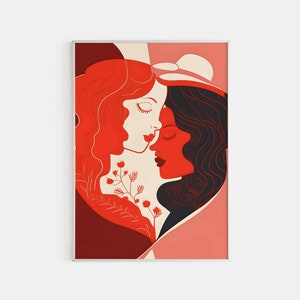 Archivo de descarga digital de arte de amor queer Decoración de pared de pareja de lesbianas Arte de pared lésbico Decoración del hogar de mujeres queer Arte de pared gay Arte de pared de amor por la diversidad