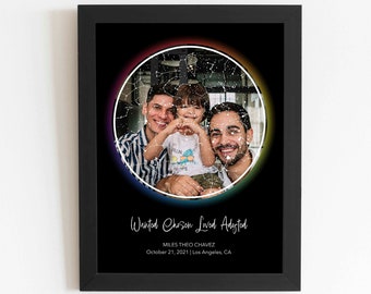 LGBTQ Custom Star Map By Date Photo Rainbow Pride Print, Two Dad Baby Wall Art, LGBTQ Family Present, Gay Adoption Gift, Two Mom Home Decor