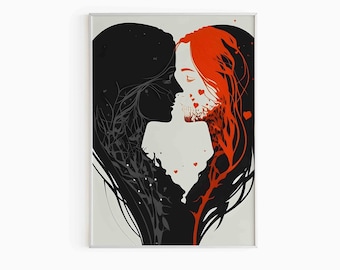 Lesben Wand Kunst, Queer Kunstdruck für Lesben Liebe Druck für lesbische Paar Geschenk für Gay Kunstdruck für Queer Pride Kunst Dekor, Lesben Dekor