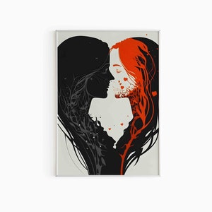 Arte mural lésbico, impresión artística queer para el amor lésbico, impresión para parejas lesbianas, regalo para gays, impresión artística para el orgullo queer, decoración lésbica