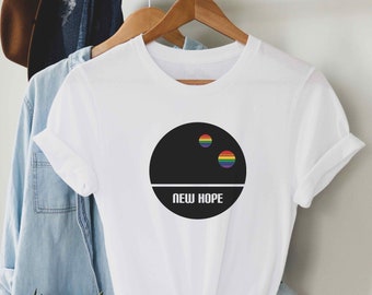 LGBTQ New Hope Sci-Fi Pride Rainbow Shirt, Gay Gleichrechte Galaxy Wars Of Star Top, Queer Lesben Coming Out Support Geschenk für Pride Month